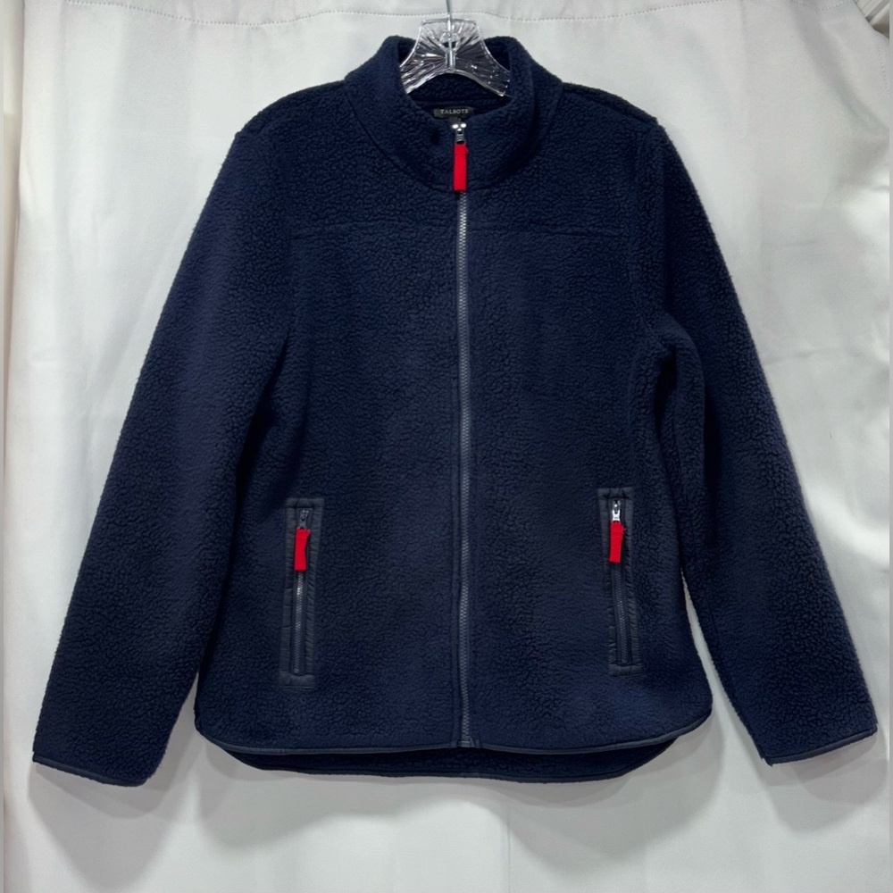 Talbots Navy Fleece Zip-Front Jacket
